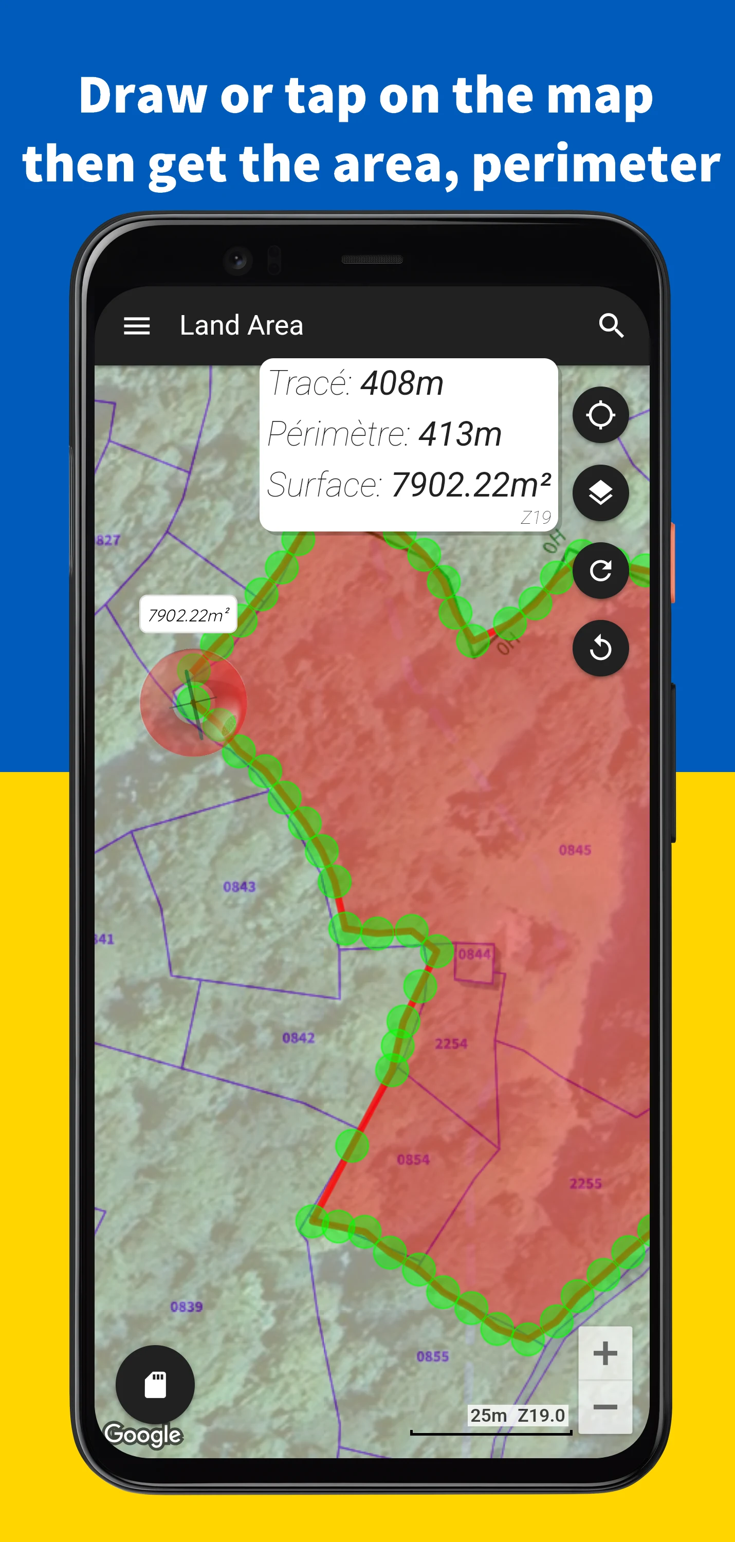 Land Area: Measure fields area screenshot